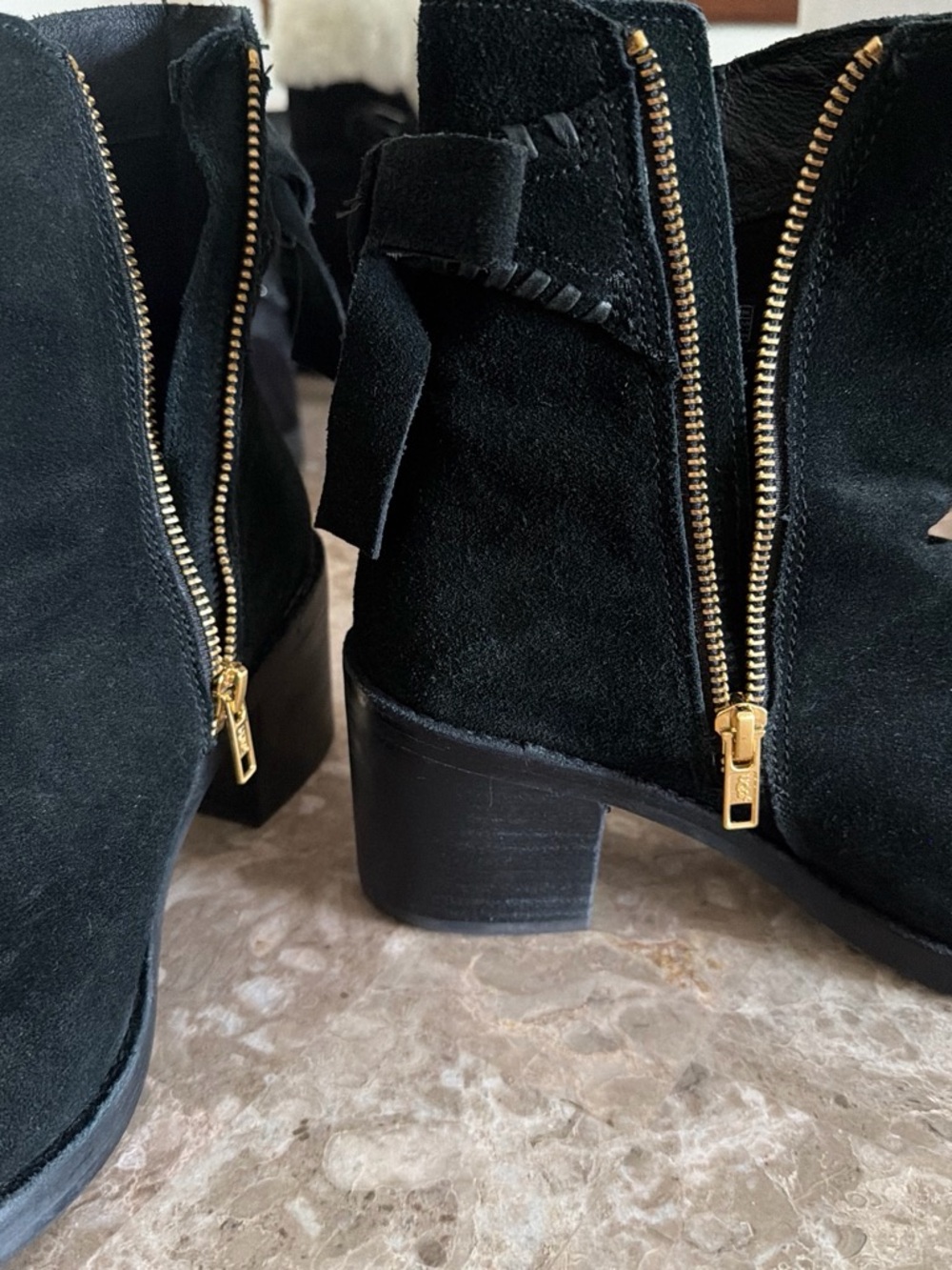 UGG Black Suede Ankle Booties with Side Zip